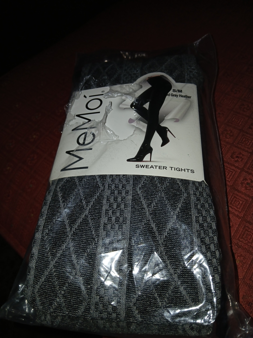 MeMoi Gray Sweater Tights - Textured Diamond Knit